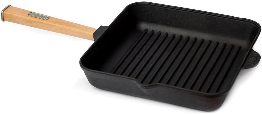 Gietijzeren Grillpan Steakpan Koekenpan Authentiek Grillen Gelijkmatige Warmte 28x28 cm Zwart