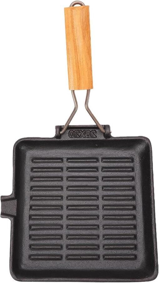 Gietijzeren Grillpan Steakpan Koekenpan Biefstuk Grillen Ongecoat Gietijzer 20 cm Zwart