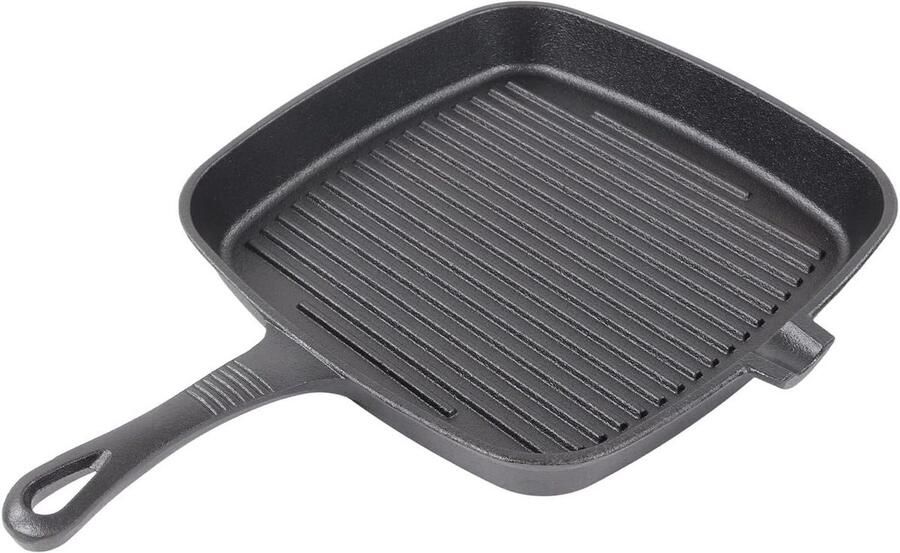 Gietijzeren Grillpan Kookpan Braadslede Multifunctioneel Koken Ergonomische Lange Handgreep 2185g Zwart
