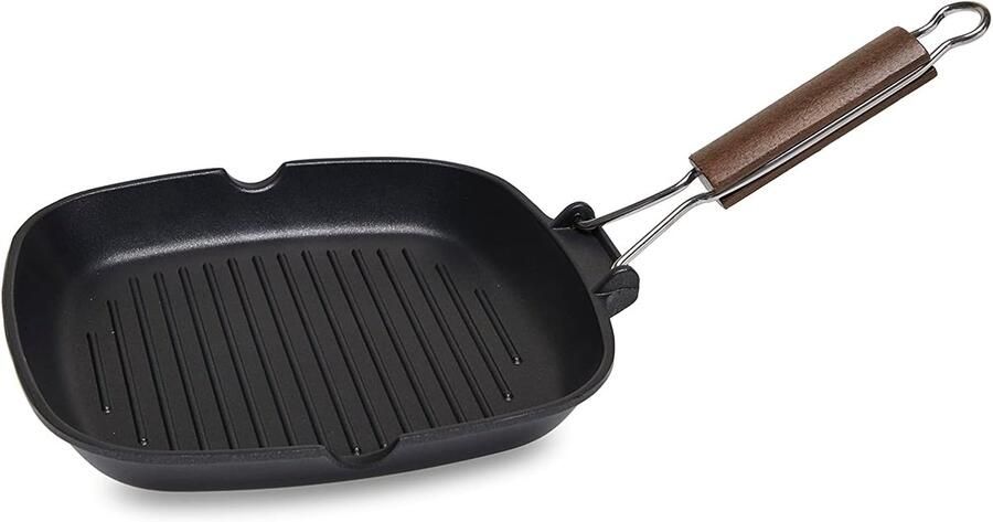 Gietijzeren Grillpan Vierkant 28x28 cm Krasbestendig met Antiaanbaklaag