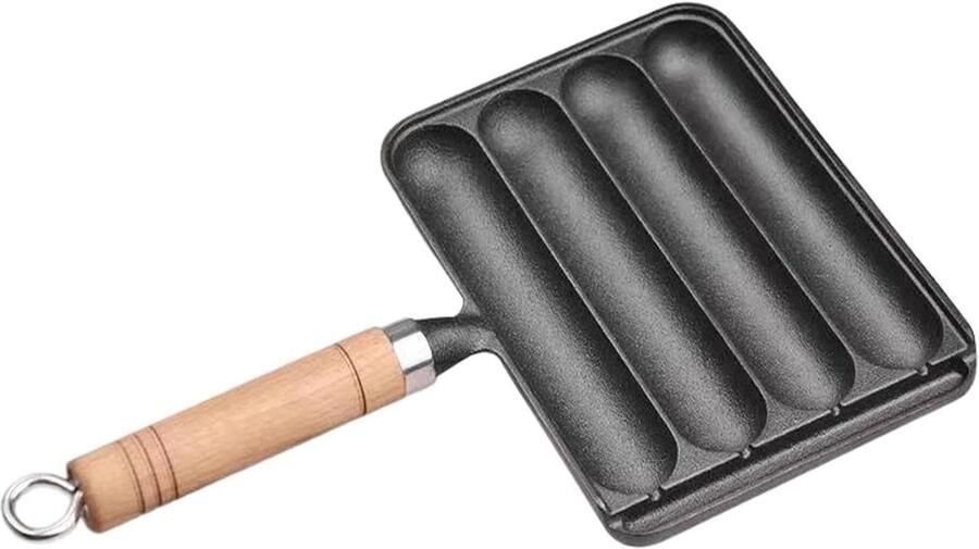 Gietijzeren Grillpan Vierkante Bakplaat Buiten Koken Voorgebrande Pan Met Handvat Zwart