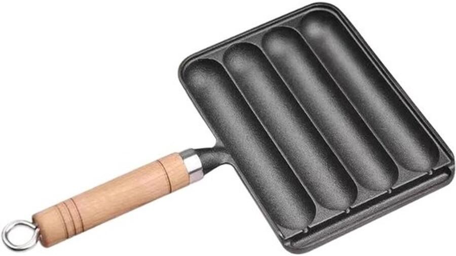 Gietijzeren grillpan Vierkante bakplaat Voor buiten koken Voorgebrande pan Met handvat Zwart