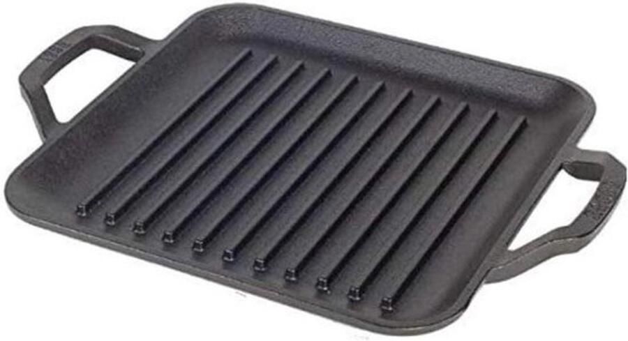 Gietijzeren Grillpan Vierkante Koekenpan Steak Grillen Chef Collectie 25 cm Zwart