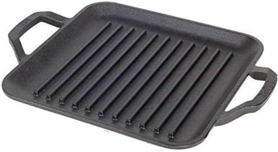 Gietijzeren Grillpan Vierkante Koekenpan Steak Grillen Chef Collectie 25 cm Zwart