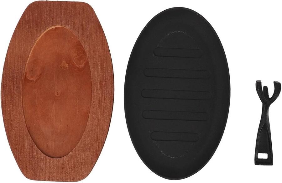 Gietijzeren Grillpan Vis Serveerplaat Buiten Grillen Inclusief Bodemplaat 30 cm Zwart