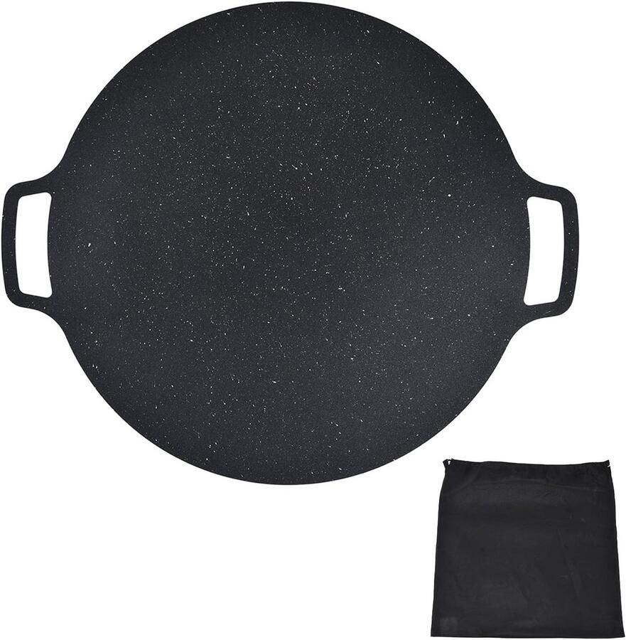 Gietijzeren Grillpan Voor Pizza en Crepes Antikleef Bakplaat voor Binnen en Buiten Koken (30cm)