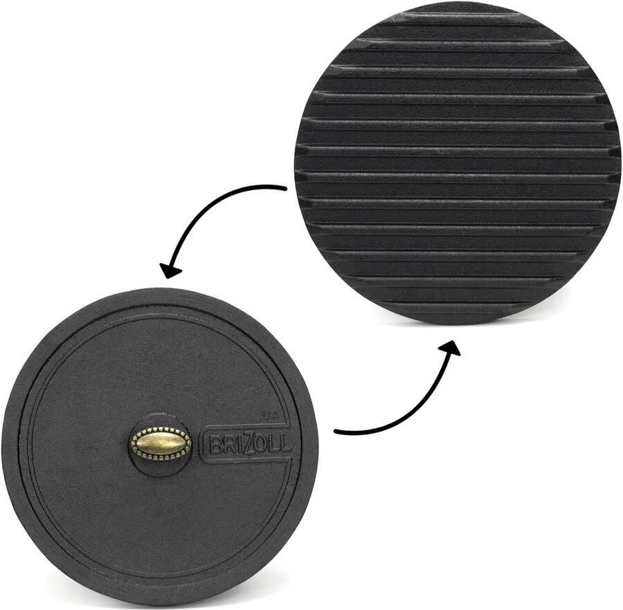 Gietijzeren Grillpers Druk deksel Gelijkmatig Garen Verbetert Grillstrips Diameter 20 cm Zwart