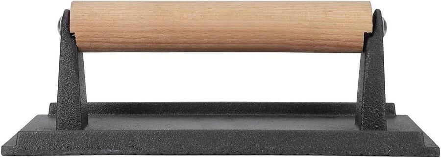 Gietijzeren Grillpers Steakpers Gewichtspers Biefstuk Grillen Perfecte Grillmarkeringen 21 x 10.5 x 7.5 cm Zwart