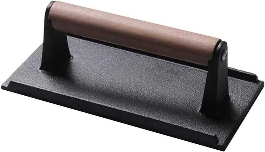 Gietijzeren Grillpers Vlees Drukker BBQ Gereedschap Creëert Grillstrepen 21x11 cm Zwart