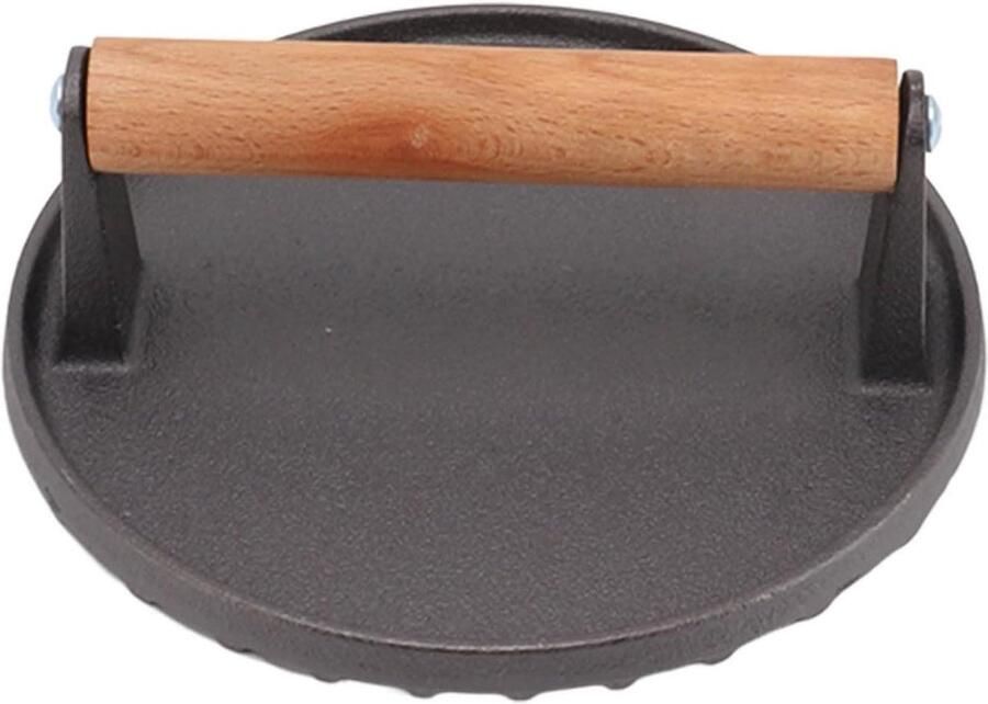 Gietijzeren Grillpers Vleespers Hamburger Bereiden van Vlees Ridge Oppervlak 17.4 cm Diameter Zwart