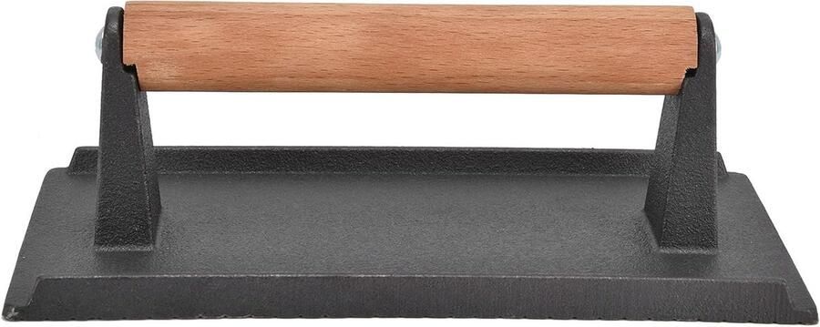 Gietijzeren Grillpers Zwaar Vlees Gewicht Perfect Grillen Platte Stabiele Basis 20 x 12 x 8 cm