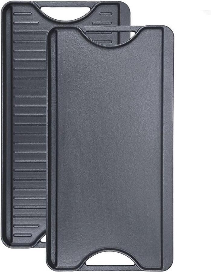 Gietijzeren grillplaat 2-in-1 voor gasfornuis Omkeerbare grill en grillpan 50 8 cm x 26 5 cm