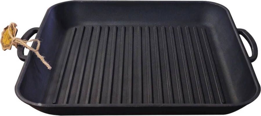 Gietijzeren Grillplaat 35 x 35 cm Perfect voor Gezond Grillen zonder Schadelijke Chemicaliën Geschikt voor Alle Warmtebronnen