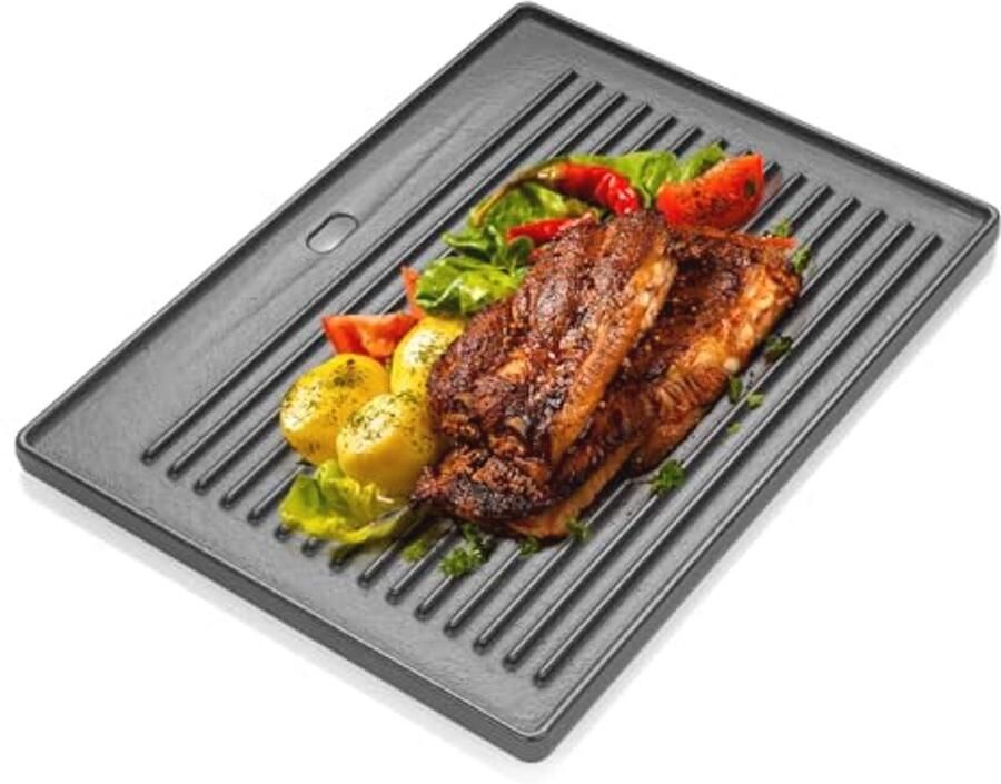 Gietijzeren Grillplaat 41 5 cm x 31 cm Universele Omkeerbare Pizzaplaat voor Gasgrills