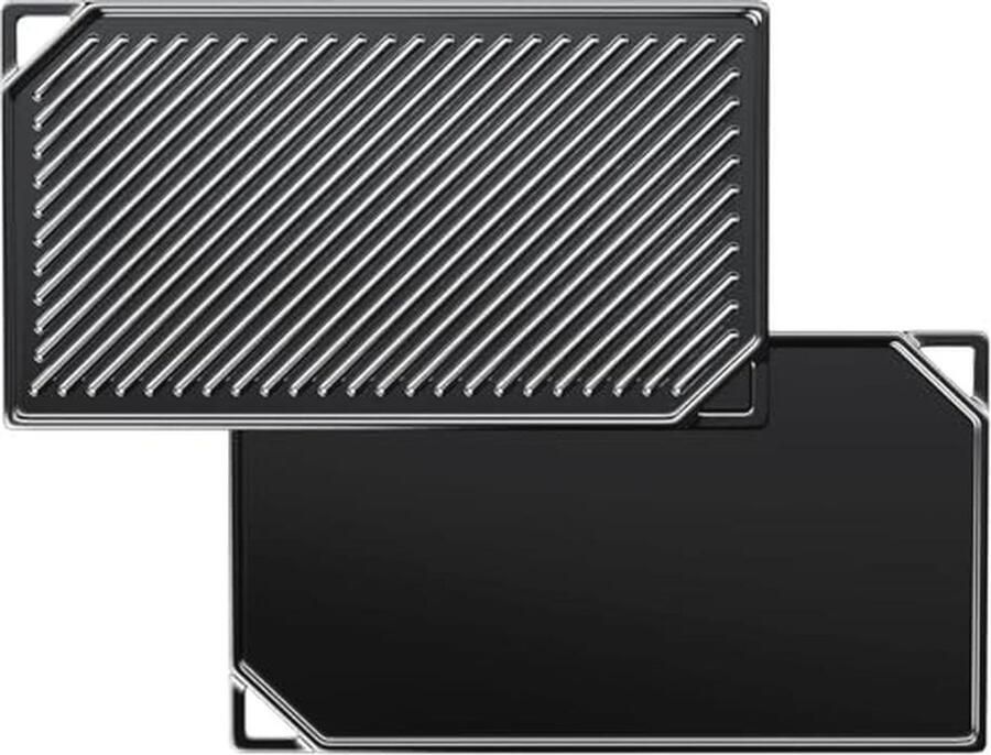 Gietijzeren grillplaat 42 x 24 cm omkeerbaar met anti-aanbaklaag voor gasgrill en oven