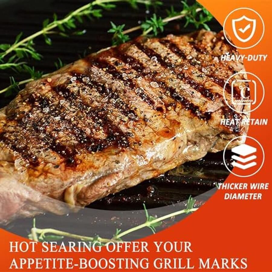 Gietijzeren grillplaat 42 x 24 cm omkeerbaar met anti-aanbaklaag voor gasgrill en oven