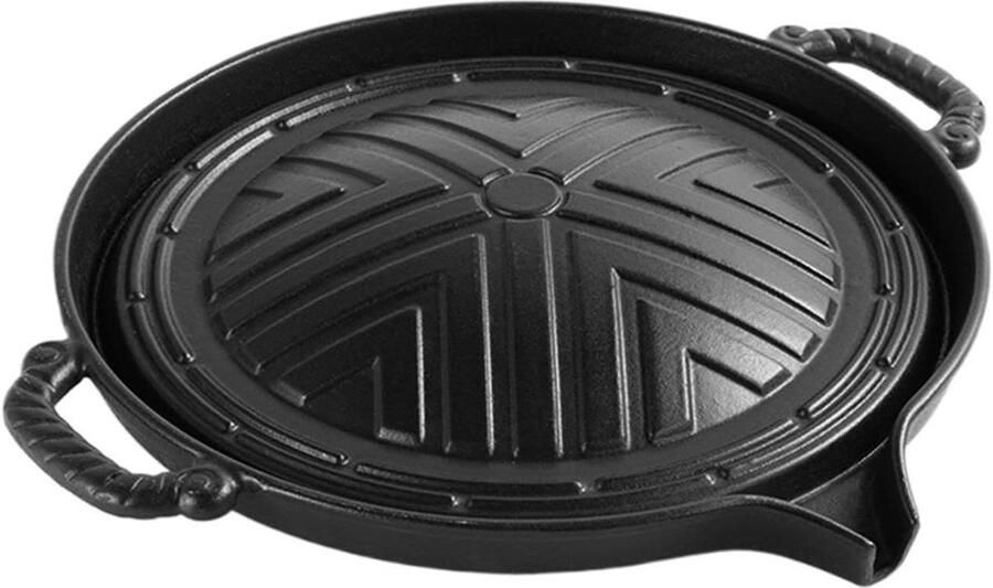 Gietijzeren Grillplaat Bakplaat BBQ Buiten Koken Kantelbaar Ontwerp 36.6 cm Zwart