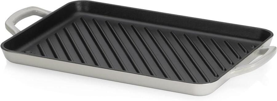 Gietijzeren Grillplaat Bakplaat Binnen Grillen Alle Warmtebronnen 35 x 25 cm Grijs