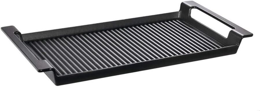 Gietijzeren Grillplaat Bakplaat Keuken Gegrilde Gerechten Gelijkmatige Warmte 44 x 24 cm Zwart