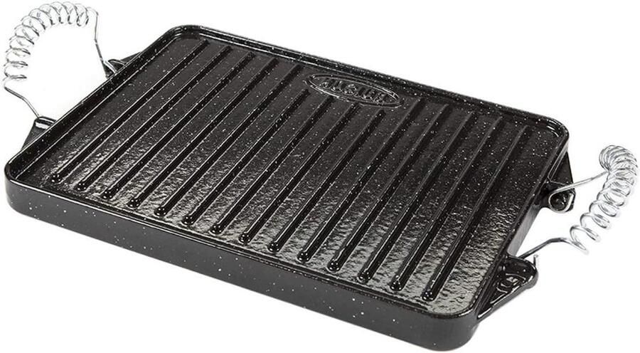 Gietijzeren Grillplaat Bakplaat Koken op Plaat Met Grill Ribbels 24 x 44 cm Zwart