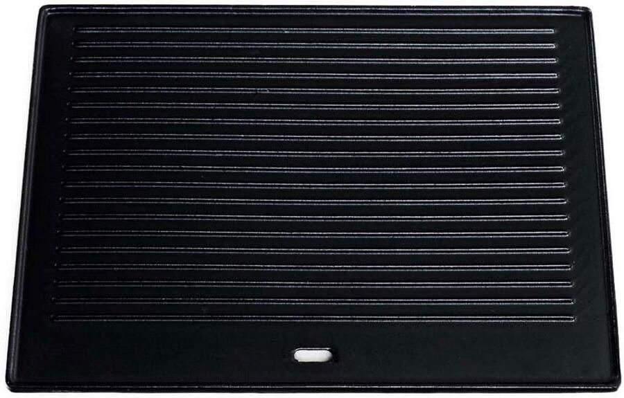 Gietijzeren Grillplaat Bakplaat Omkeerbaar Barbecue Gerechten Bakken Glad en Geribbeld Oppervlak 48.5 x 40 cm Zwart
