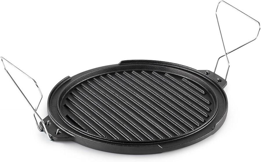 Gietijzeren Grillplaat Bakplaat Omkeerbaar Buiten Koken Dubbel Kookoppervlak 3175 x 3175 cm Zwart
