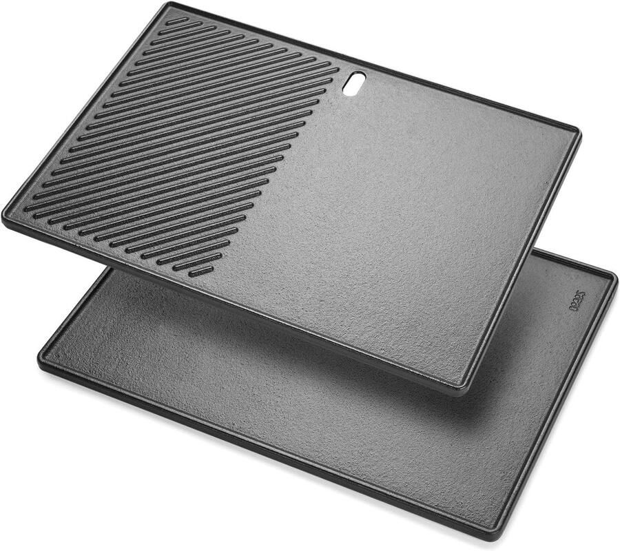 Gietijzeren Grillplaat Bakplaat Plancha Barbecue Gerechten Bereiden Goede Warmtegeleiding 43.5 x 31.5 cm Zwart