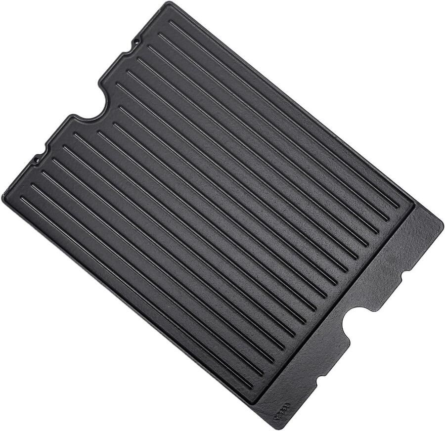 Gietijzeren Grillplaat Bakplaat Plancha Barbecue Koken Dubbelzijdig Design 44 x 322 cm Zwart