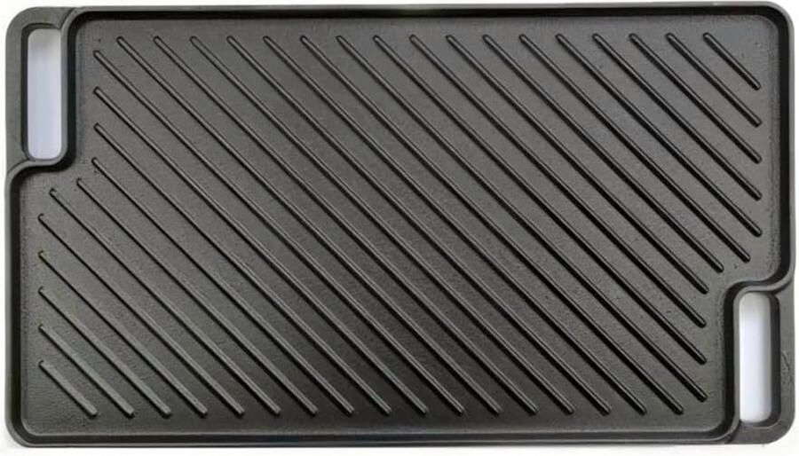 Gietijzeren Grillplaat Bakplaat Plancha Buiten Koken Dubbelzijdig Omkeerbaar 30x46cm 2cm Dik Zwart