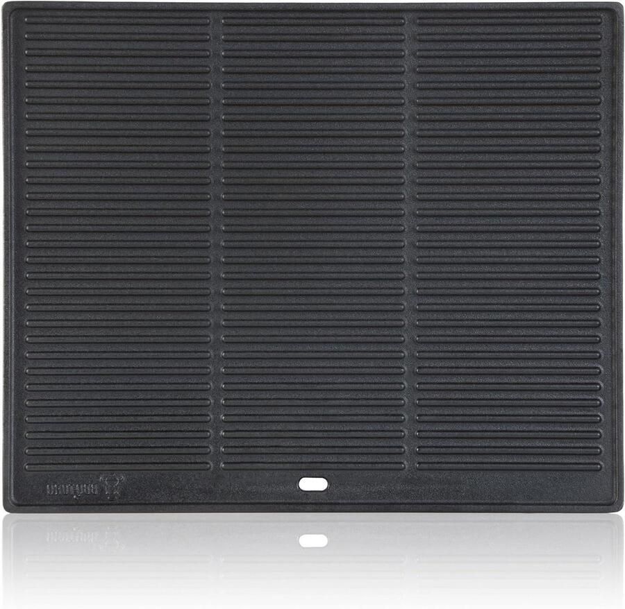 Gietijzeren Grillplaat Bakplaat Plancha Buiten Koken Omkeerbaar Rib Glad 48 x 39.5 cm Zwart