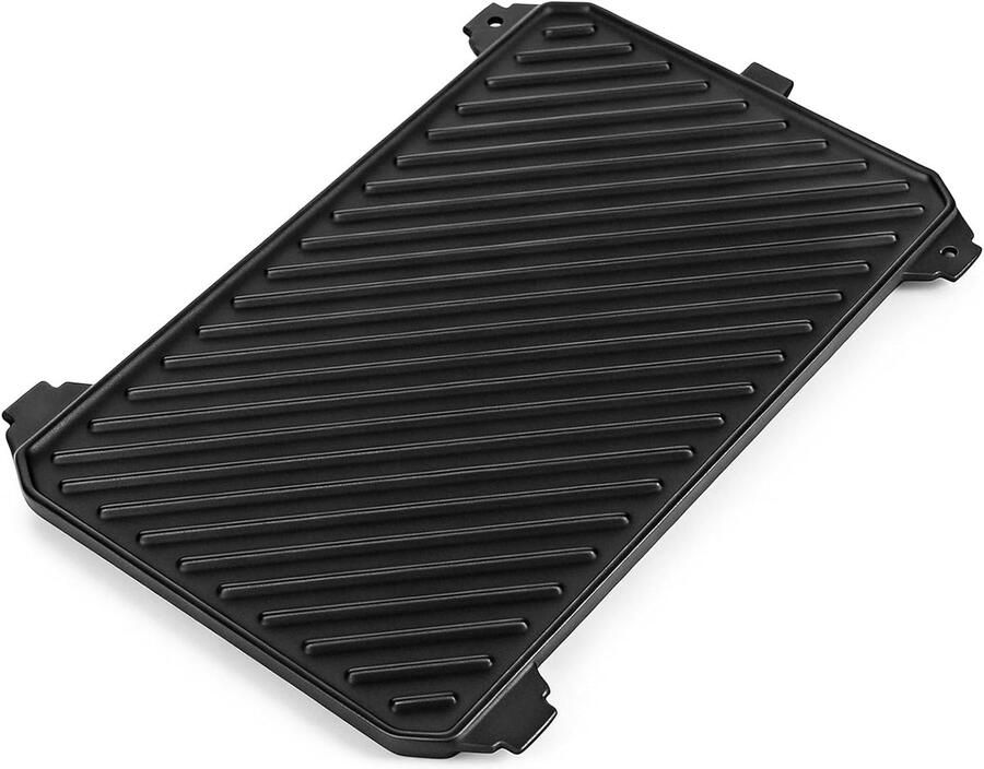 Gietijzeren grillplaat Bakplaat plancha Veelzijdig grillen Dubbelzijdig bruikbaar 29.5 x 18 cm Zwart