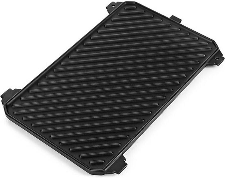Gietijzeren grillplaat Bakplaat en plancha Veelzijdig grillen Dubbelzijdig te gebruiken 29.5 x 18 cm Zwart