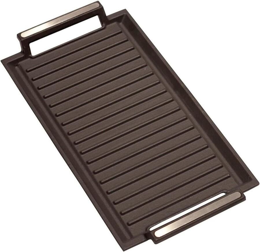 Gietijzeren Grillplaat Barbecue rooster Inductie koken Goede warmtebehoud 43x23 cm Zwart