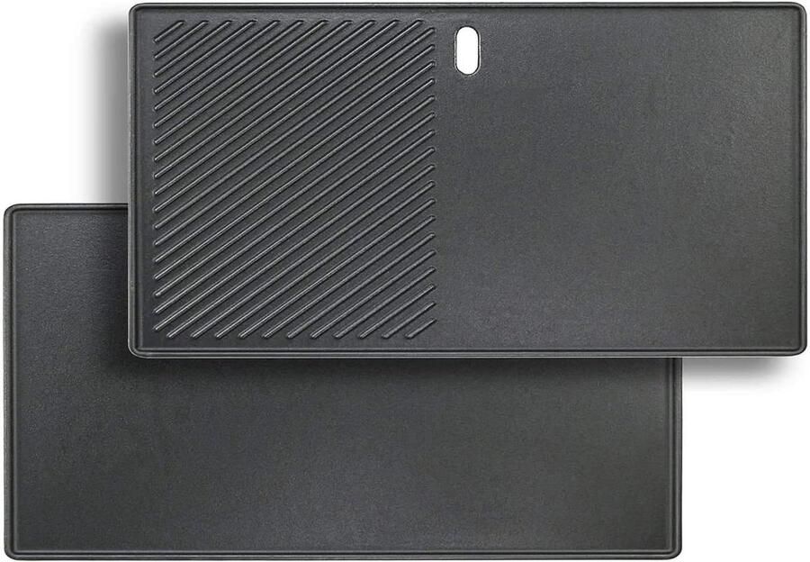 Gietijzeren Grillplaat BBQ Plaat Vlees Grillen Gietijzer Hittebehoud 43 x 20.5 cm Zwart