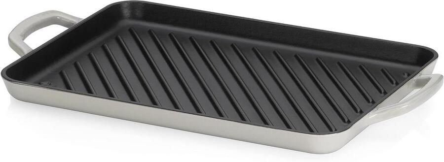 Gietijzeren Grillplaat Calido Pan Buiten Grillen Geschikt Alle Vuur 35 x 25 cm Lichtgrijs