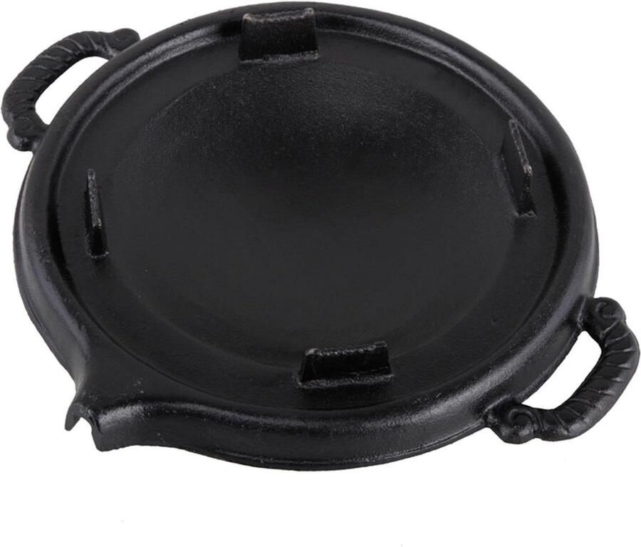 Gietijzeren grillplaat Koekenpan BBQ Buiten koken Olie leksysteem 28 cm diameter Zwart