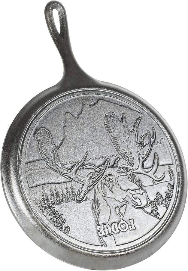 Gietijzeren Grillplaat Kookplaat Ronde Pan Lekkere Pannenkoeken Bakken Uniek Eland Design 267 cm Diameter Zwart