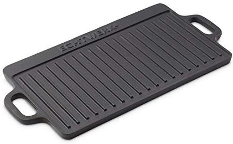 Gietijzeren grillplaat met grillstroken 2-in-1 multifunctioneel en duurzaam - Foto 2