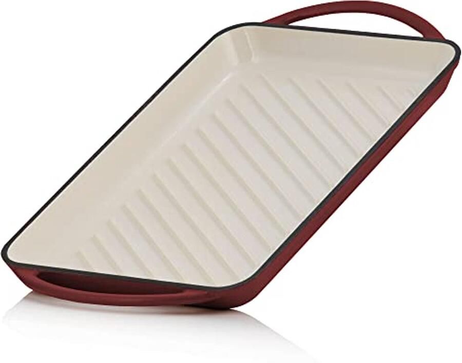 Gietijzeren Grillplaat met Handgrepen 39 5 x 22 cm Geëmailleerd