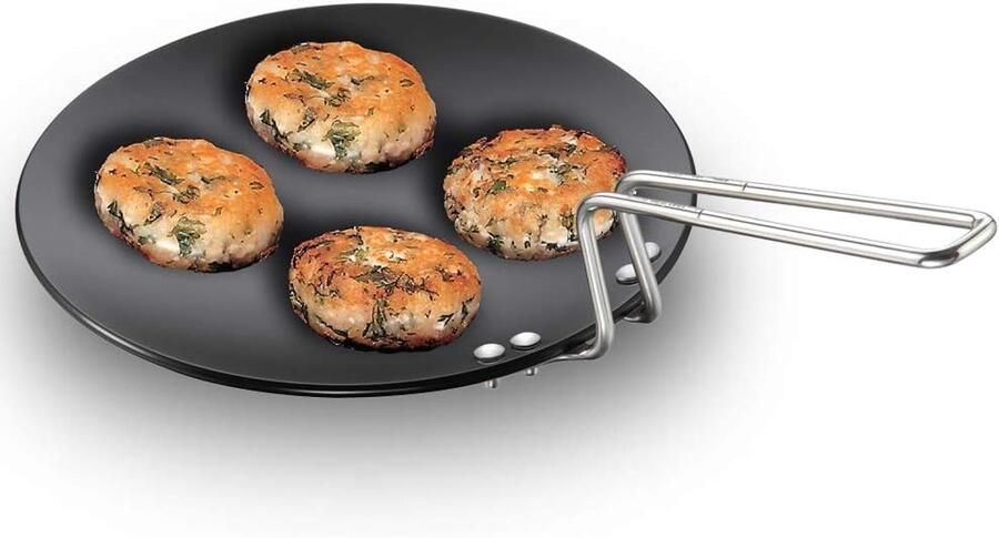 Gietijzeren Grillplaat met Steelgreep 24 cm Zwart