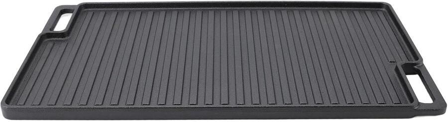 Gietijzeren Grillplaat Omkeerbare Pan Smaakvol Koken Gelijkmatige Warmte 48x30 cm Zwart