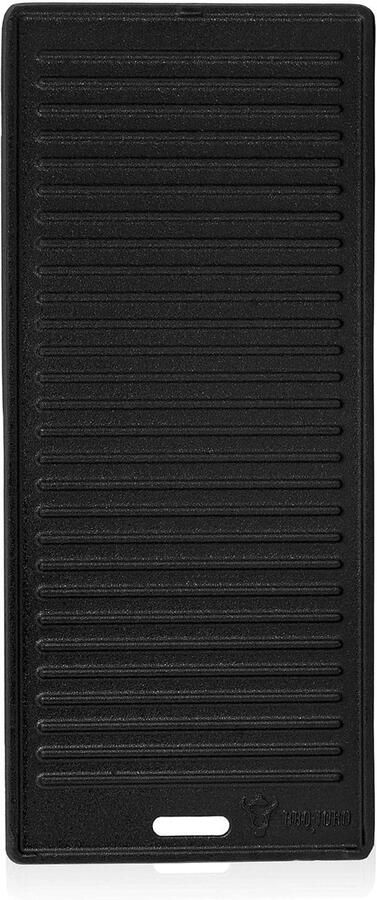 Gietijzeren Grillplaat Omkeerbare Plaat Buiten Koken Gladde en Ribbel Kant 45 x 195 cm Zwart