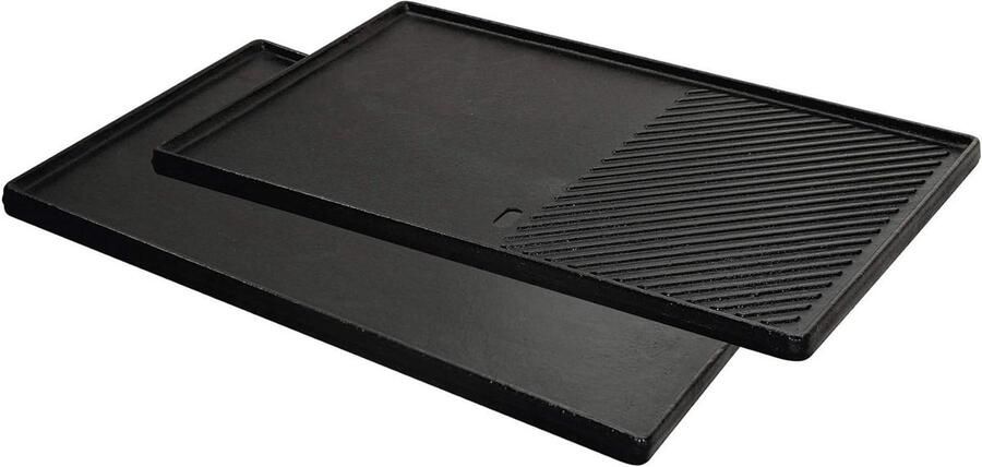Gietijzeren Grillplaat Omkeerplaat Bakplaat Barbecueën Dubbelzijdig Bruikbaar 43 cm x 32 cm Zwart Grijs