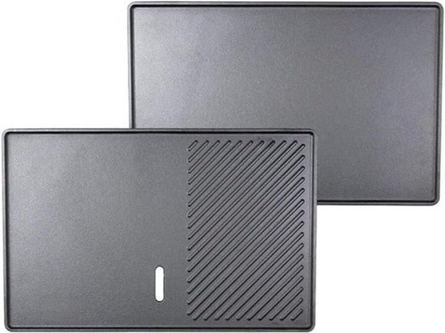 Gietijzeren grillplaat Plancha-bakplaat Buiten barbecueën Dubbelzijdig en omkeerbaar 50 x 32 cm Zwart