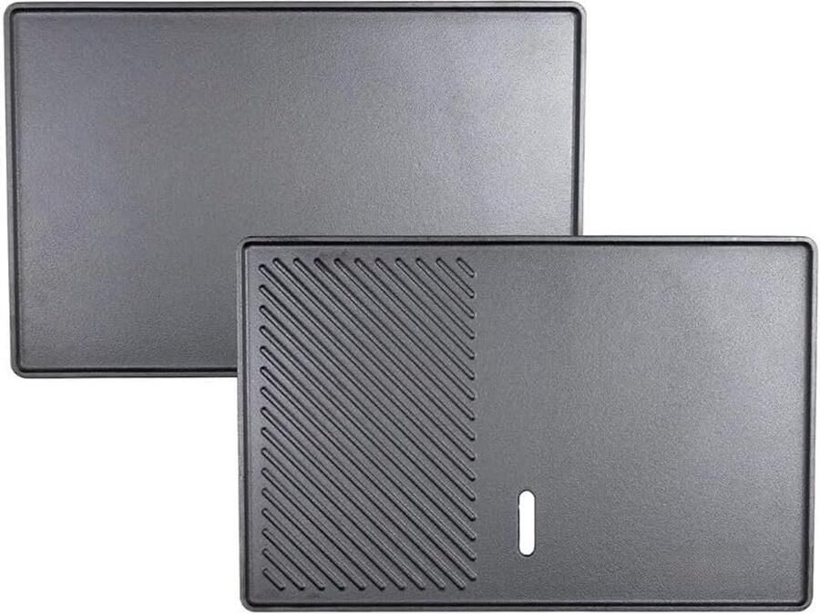 Gietijzeren Grillplaat Plancha Bakplaat Buiten Koken Dubbelzijdig Bruikbaar 50 x 32 cm Zwart