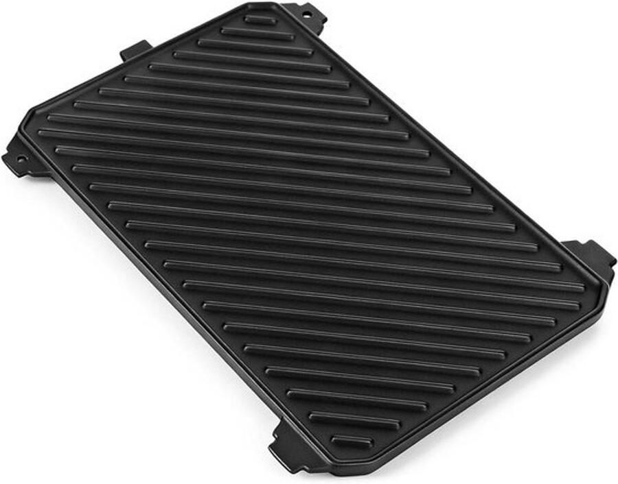 Gietijzeren grillplaat Plancha-bakplaat Veelzijdig grillen Aan beide zijden te gebruiken 22 x 34 cm Zwart