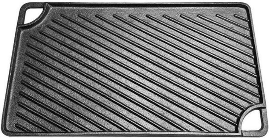 Gietijzeren Grillplaat Rechthoekige Bakplaat Buiten Koken Dubbelzijdig Ontwerp 40 x 24 cm Zwart