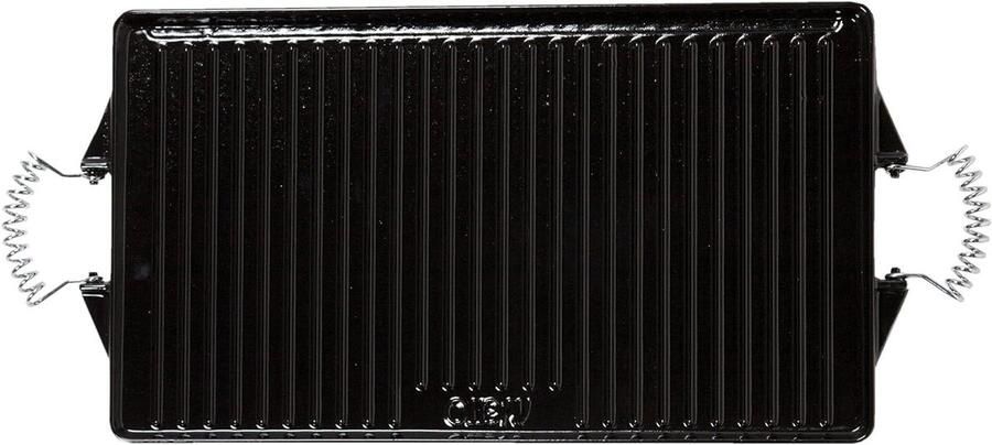 Gietijzeren Grillplaat Rechthoekige Bakplaat Buiten Koken Geëmailleerde Afwerking 27 x 21 cm Zwart