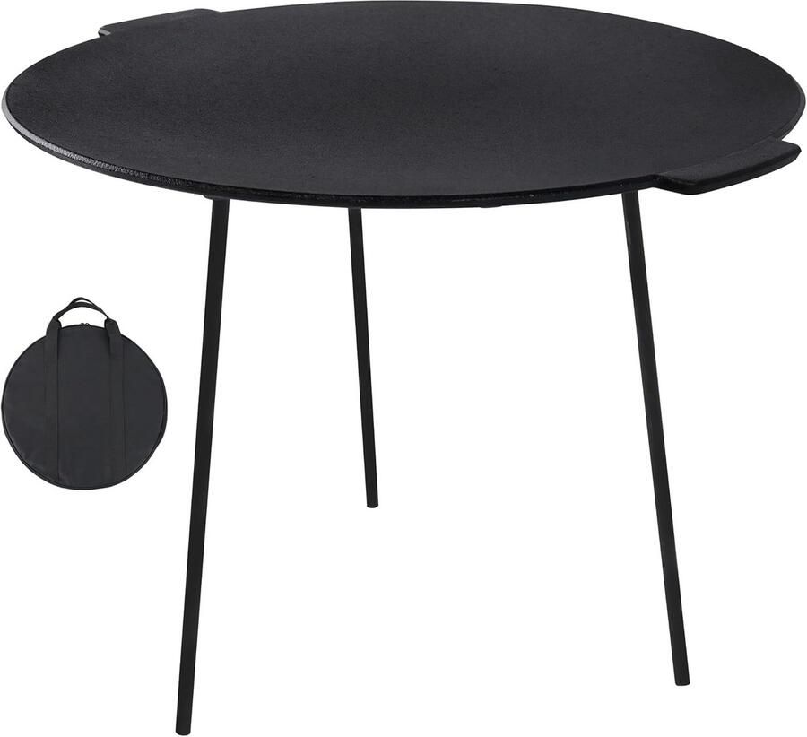 Gietijzeren Grillplaat Rond 45 cm met Poten voor Buiten BBQ en Kampvuur