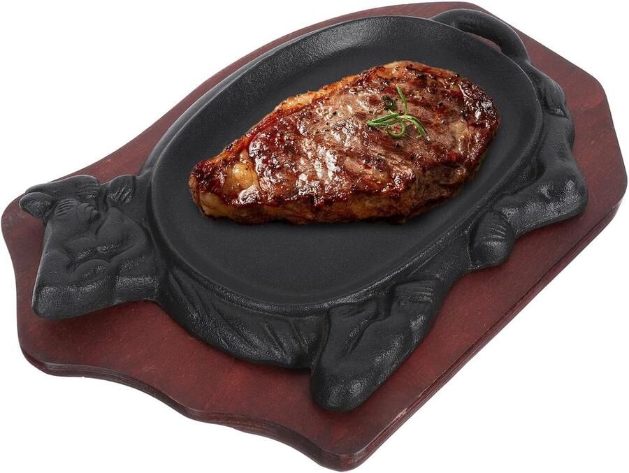 Gietijzeren Grillplaat Steakbord Teppanyaki Thuis Dineren Feestjes Antiaanbak Gietijzer 28.5x17.5x3cm Zwart